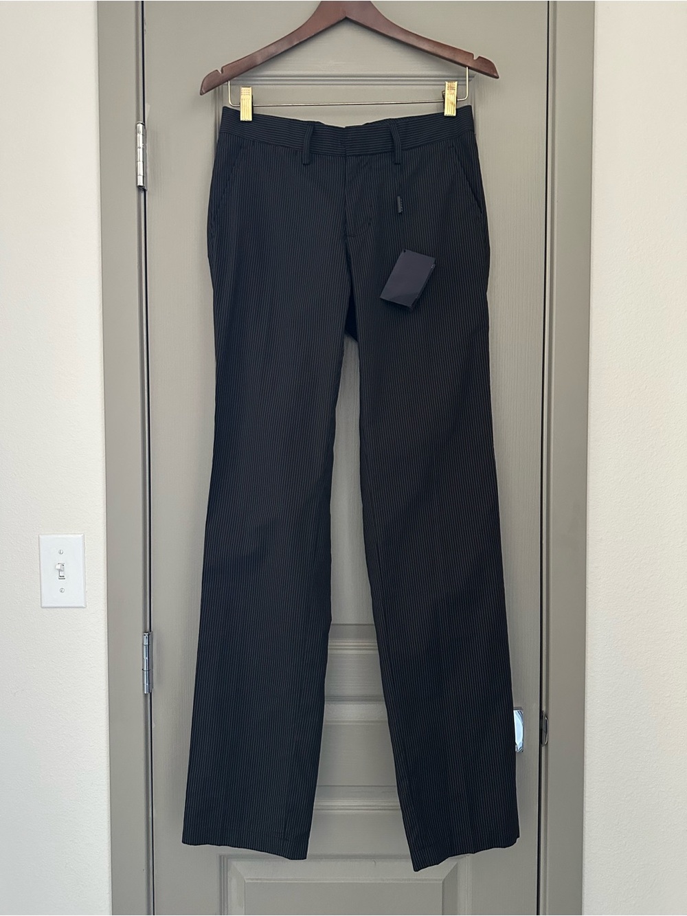 Prada Pinstripe Dress Pants Size 30 Black Slim Straight Tailored Italy NWT - Picture 5 of 16